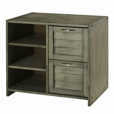 FACELIFT FIRST PD-790C-AG Louver 2 Drawer Chest with Shelves In Antique Grey FA469493